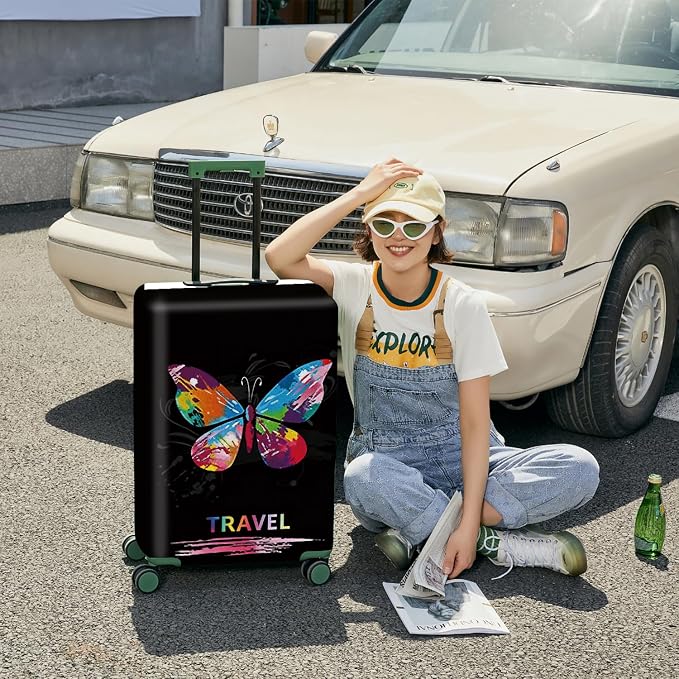 ANNA QUEEN Colorful Butterfly Travel Luggage Cover -Stretchable Airplane - Image 4