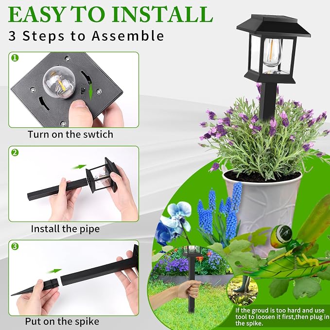 Greluna Solar Lights Outdoor, 6 Pack 6000K Waterproof Auto On/Off Solar Pathway - Image 5