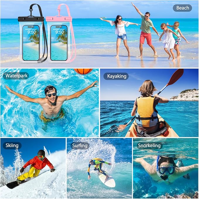 PEDVSTY 2 Pack Waterproof Phone Pouch, IPX8 Waterproof Phone Case Compatible - Image 5