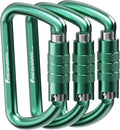 FresKaro 3inch 12kN-2698lbs Auto Locking Carabiner Clips, Solid D Shape by FresKaro