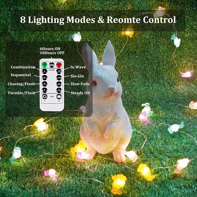 EXF Easter Decorations Bunny Pastel Fairy Lights, Battery Operated - Image 2