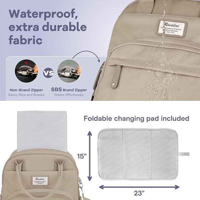 RUVALINO Diaper Bag Backpack-Multifunction Baby Travel Bag - Image 6