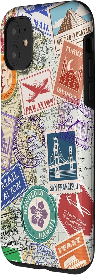 World Map Travel Passport Stamps Postage Stamp Case - Image 2