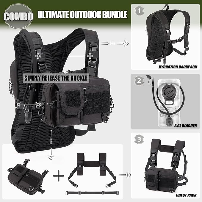 2-in-1 Hydration Backpack & Tactical Chest Pack - Image 3
