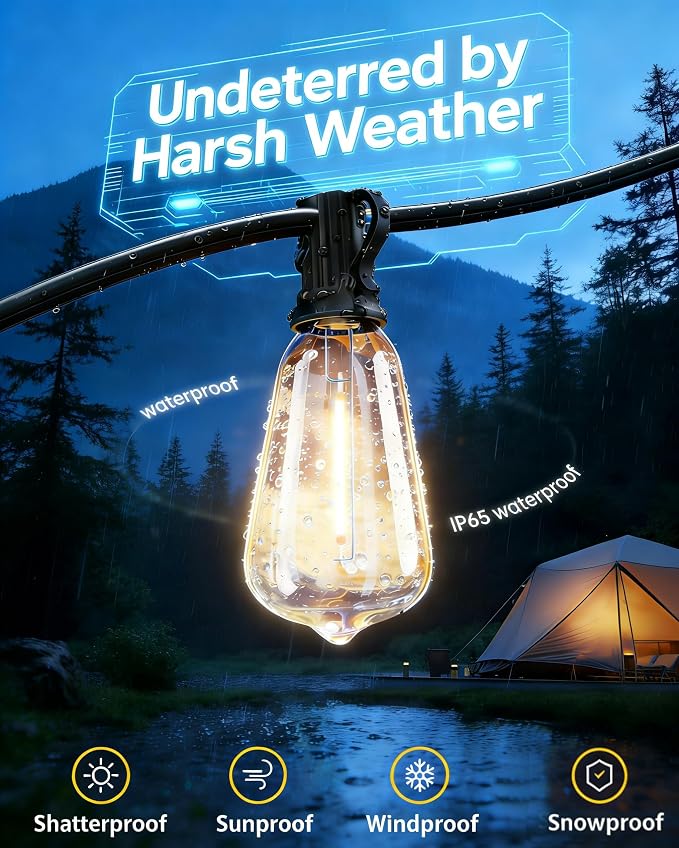 TW SHINE 100 FT Solar String Lights Outdoor, 31+2 LED Waterproof Shatterproof - Image 3