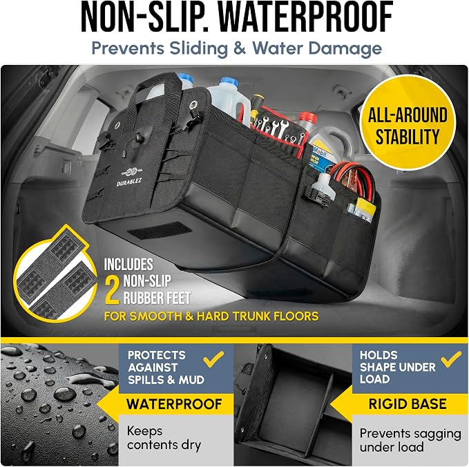 2-Section Trunk Organizer Foldable Car Storage Bin – Compact Dual-Compartment - Image 6
