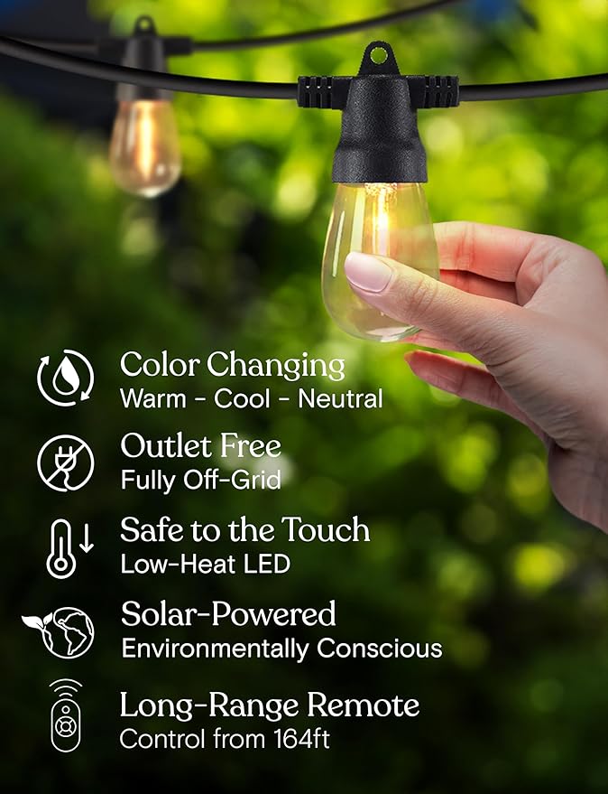 Brightech 104 FT Ambience Pro Solar Powered Outdoor LED String Lights - Image 6