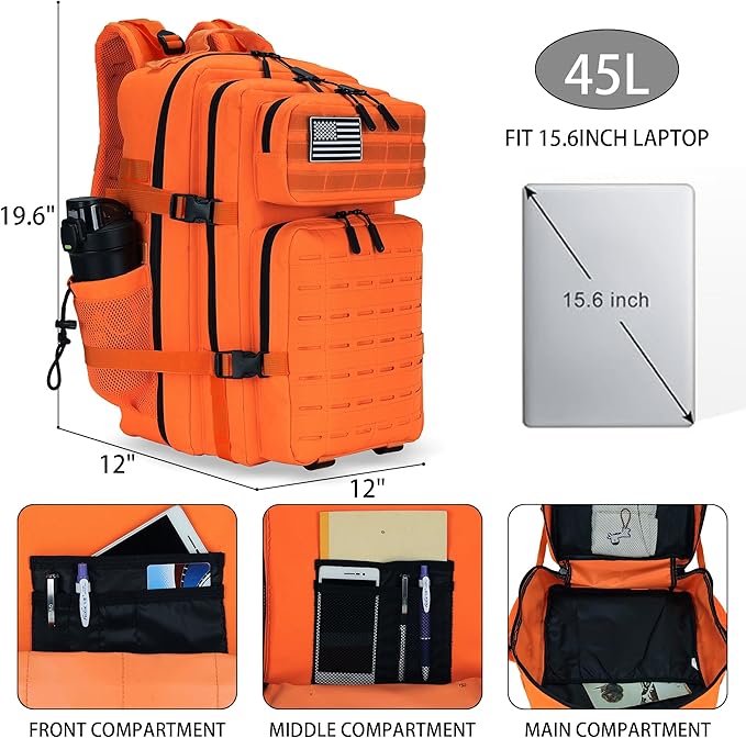 Military Tactical Backpack 45L/25L 3 Day Assault Pack Molle Daypack Hiking - Image 2