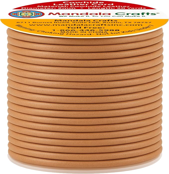 Mandala Crafts Round Genuine Camel Leather Cord - Image 2