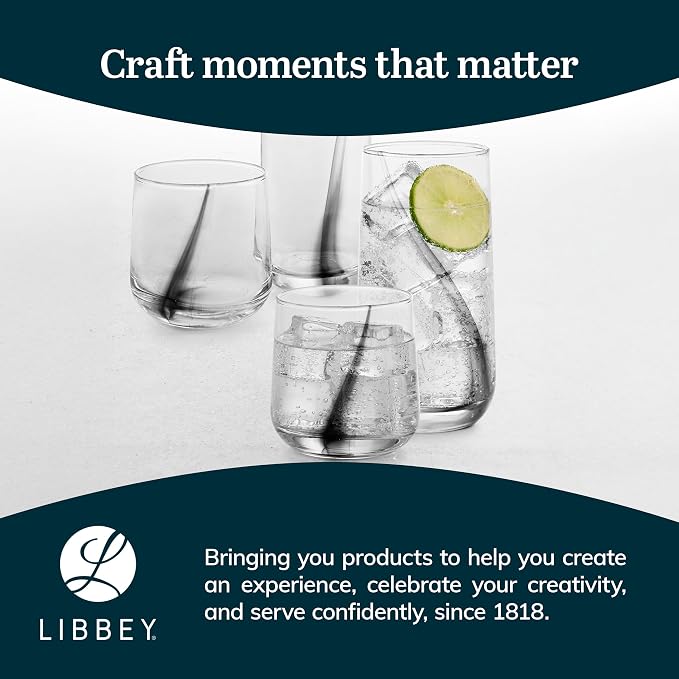 Libbey Ascent Black Ribbon 16 Piece Tumbler and Rocks Glass Set - Image 6