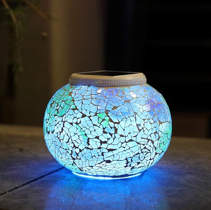 WSgift Color Changing Solar Powered Glass Mosaic Ball Led Garden Lights by WSgift