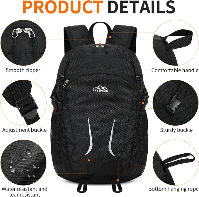 Small Hiking Backpack 35L Travel Lightweight Hiking Packable Daypack - Image 6
