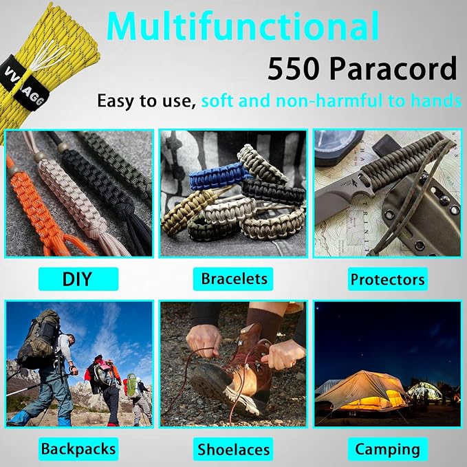 VVAAGG Reflective Paracord Rope 100FT, 7 Strand Nylon para Cord Lanyard Utility - Image 7