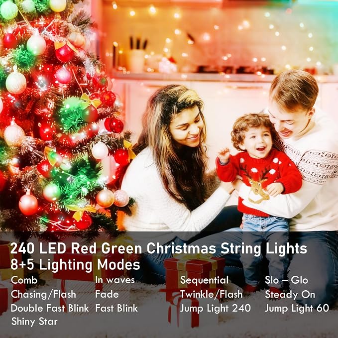 88FT 240LED Extra-Long Connectable String Lights Indoor Outdoor Clear Wire - Image 3