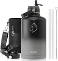 Insulated Water Bottle with Straw Lid, Modern Double Vacuum Stainless Steel by BUZIO