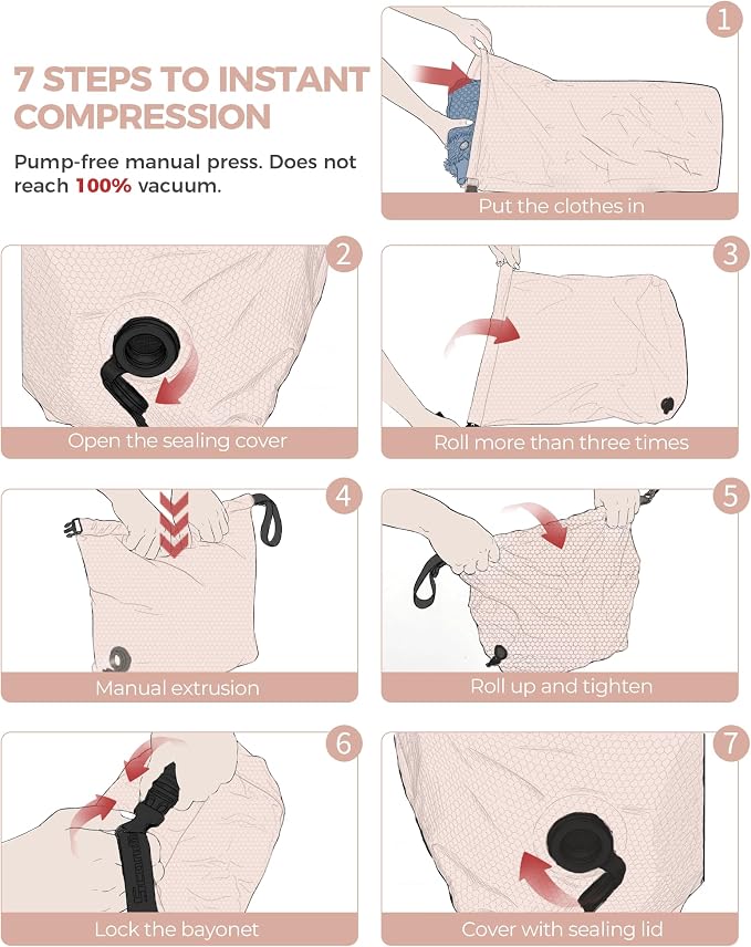 Travel Laundry Bag, Pump Free Vacuum Storage Bag Reusable Compression Dirty - Image 4