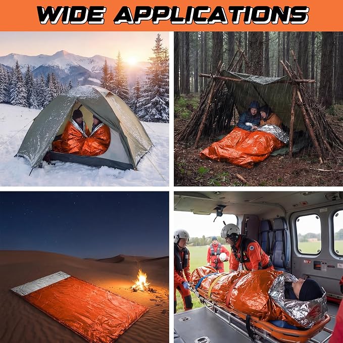 Oudain 2 Pcs XL Emergency Sleeping Bag 94.5" x 49.2" Waterproof Survival - Image 6