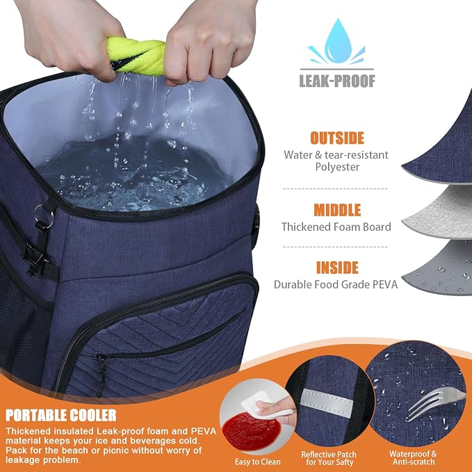 Cooler Backpack Insulated Leakproof Waterproof Backpack Cooler Bag 30/45 Cans - Image 3