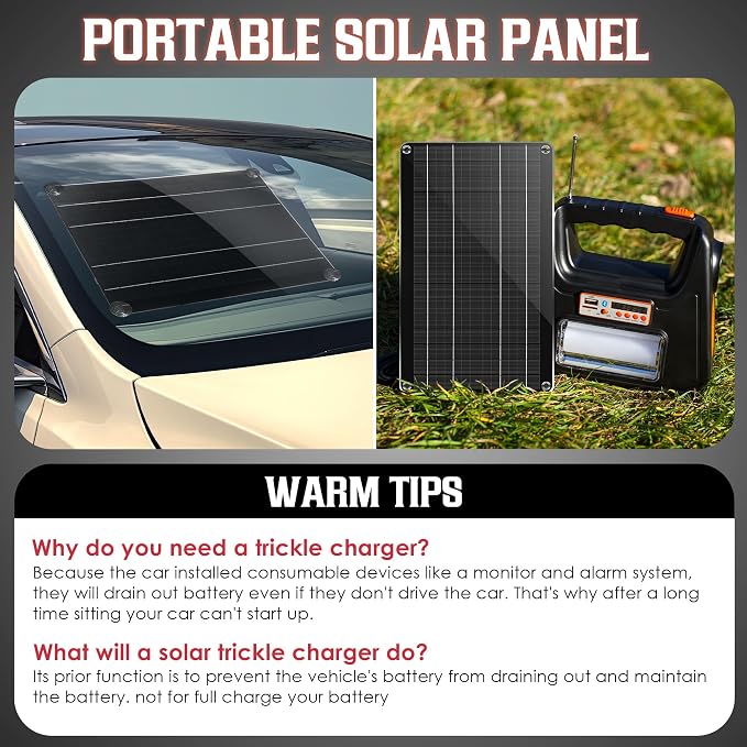 Saillong 10W 12V Solar Car Battery Charger Maintainer, Waterproof Solar Panel - Image 4