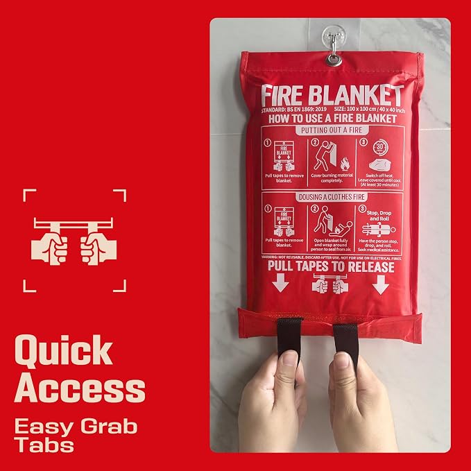 Emergency Fire Blanket 2 Pack 40"x40", Fire Suppression Blanket - Image 4