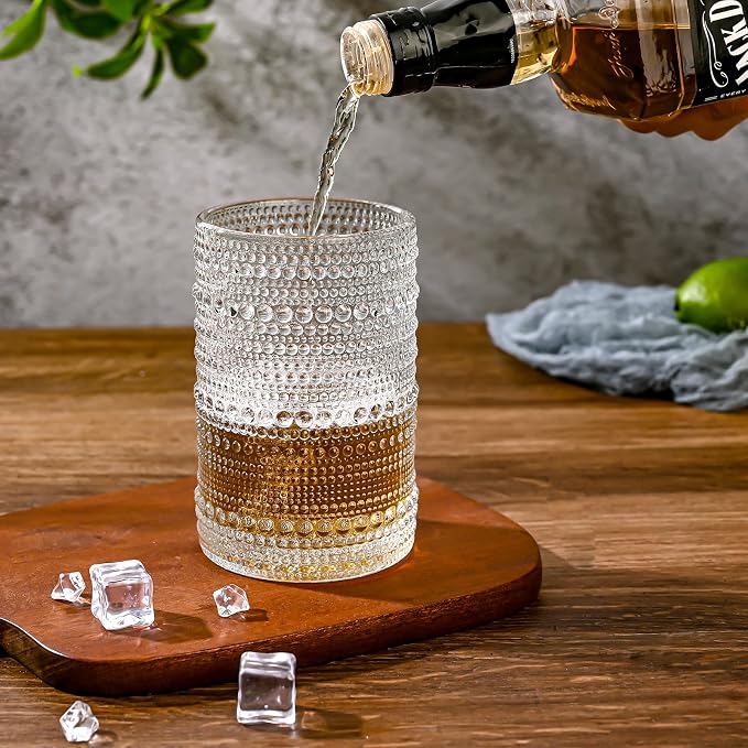 ZMOWIPDL Vintage Glassware Drinking Glasses Set of 6, 15 oz Hobnail Glass Cups - Image 3