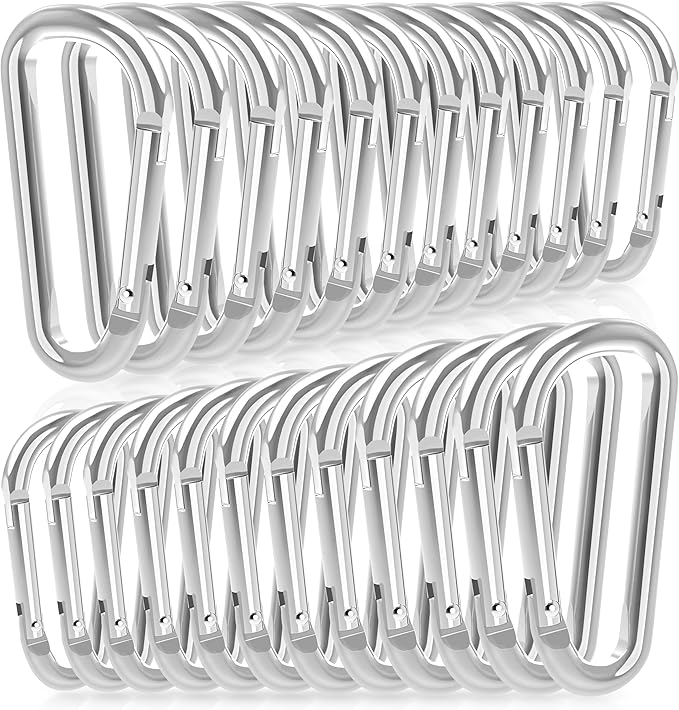 24pc Aluminum Carabiner Clip D Ring, Keychain Spring Hook, Small Carabiners Set by Zalava
