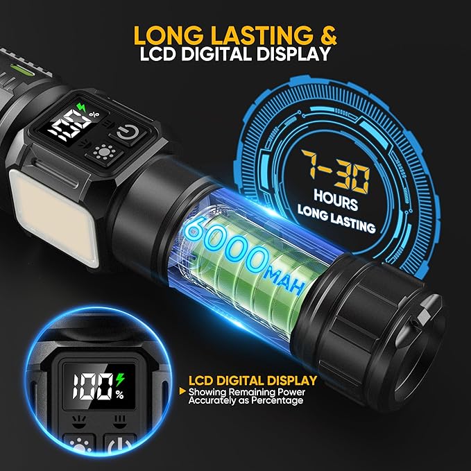 Rechargeable Flashlights High Lumens 100, Super Bright LED Flash Light Long - Image 4