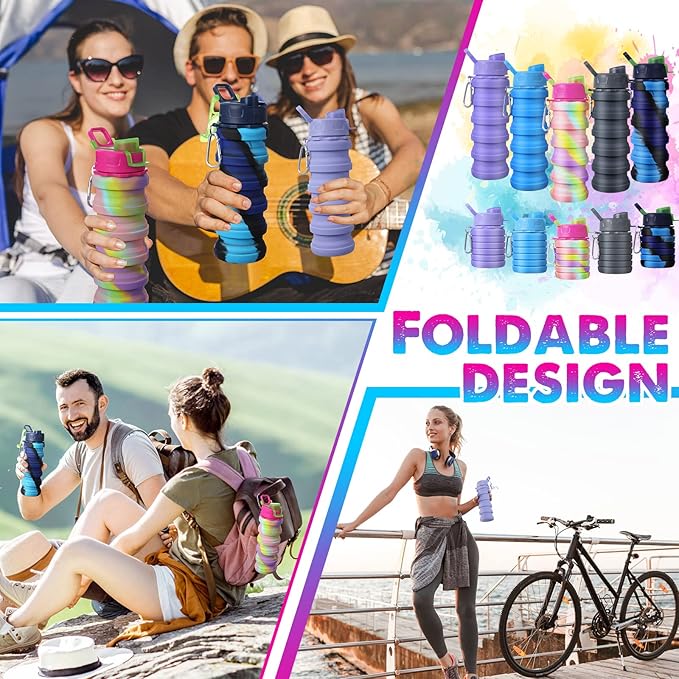 CHENGU 5 Pcs Collapsible Water Bottles 16 oz Portable Foldable Water Bottles - Image 4
