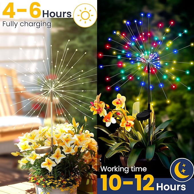 GIGALUMI Garden Decor Outdoor Lights 120LED 2Pack, Solar Garden Lights Outside - Image 2