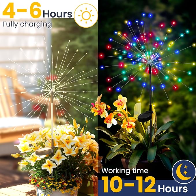 GIGALUMI Garden Decor Outdoor Lights 120LED 8Pack, Solar Garden Lights Outside - Image 2