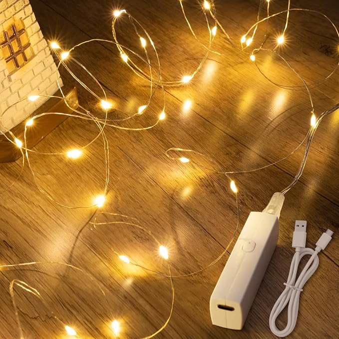 Lakumu LED Fairy Lights Battery Operated, Rechargeable String Lights by Lakumu