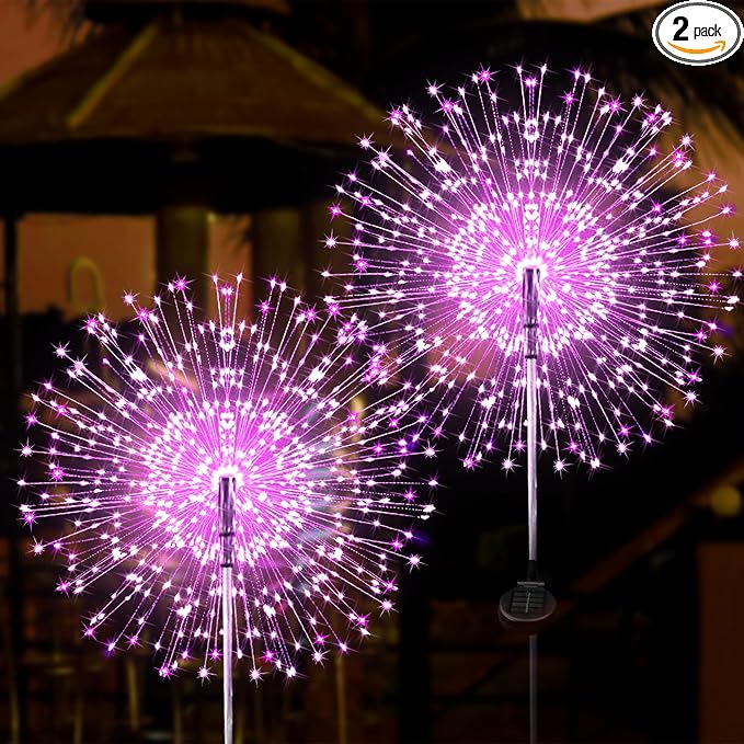 JJGoo Solar Firework Lights, 2 Pack 180 LEDs 2 Lighting Modes Solar Lights by JJGoo