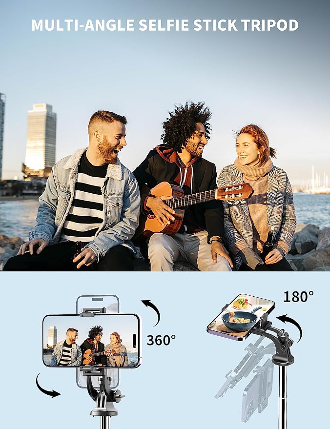 71" Phone Tripod & Selfie Stick, All in One Extendable Cell Phone Tripod - Image 7