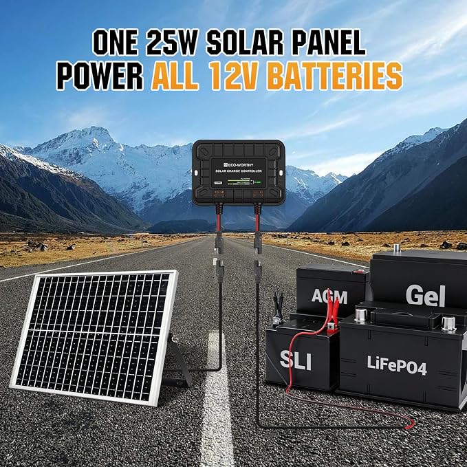 ECO-WORTHY 25W 12V Solar Battery Charger Trickle Maintainer, 25W Waterproof - Image 3