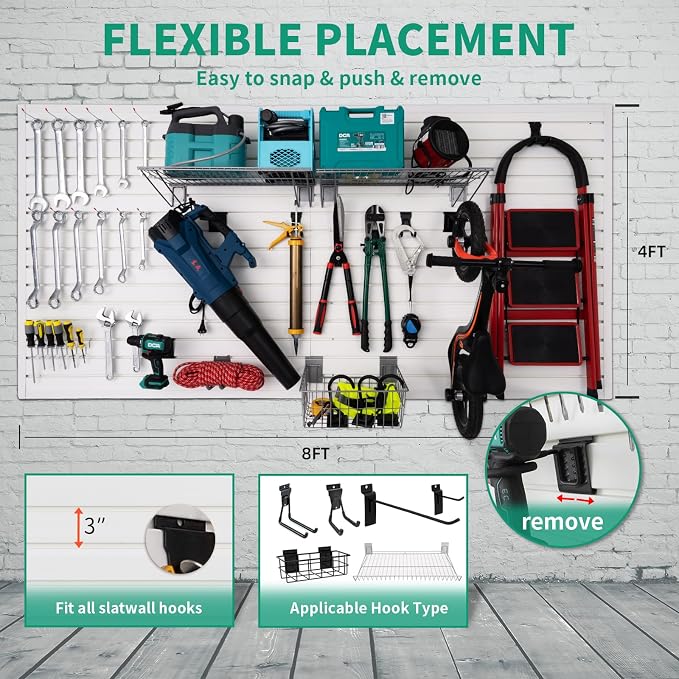FRAYSCENT Slat Wall Paneling Garage Slat Wall Storage Systems Slatwall Panels - Image 7