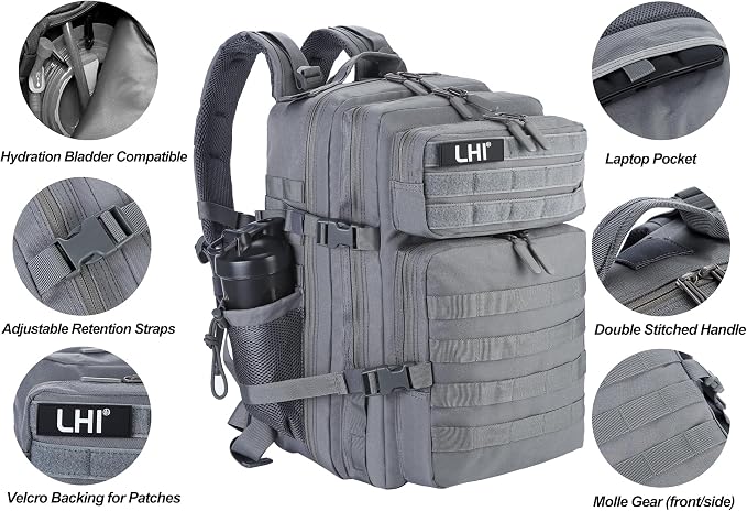 LHI Military Tactical Backpack for Men and Women 45L Army 3 Days Assault Pack - Image 7