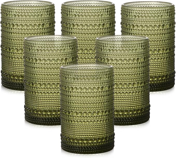 ZMOWIPDL Vintage Glassware Drinking Glasses Set of 6, 15 oz Hobnail Glass Cups by ZMOWIPDL