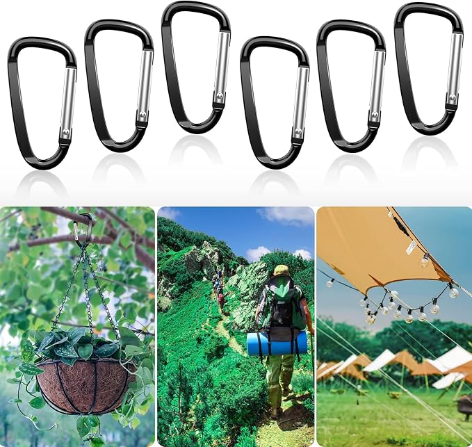 2.4" 24pcs Small Carabiner Clip Keychain, Aluminum D Ring Shape Clips - Image 5