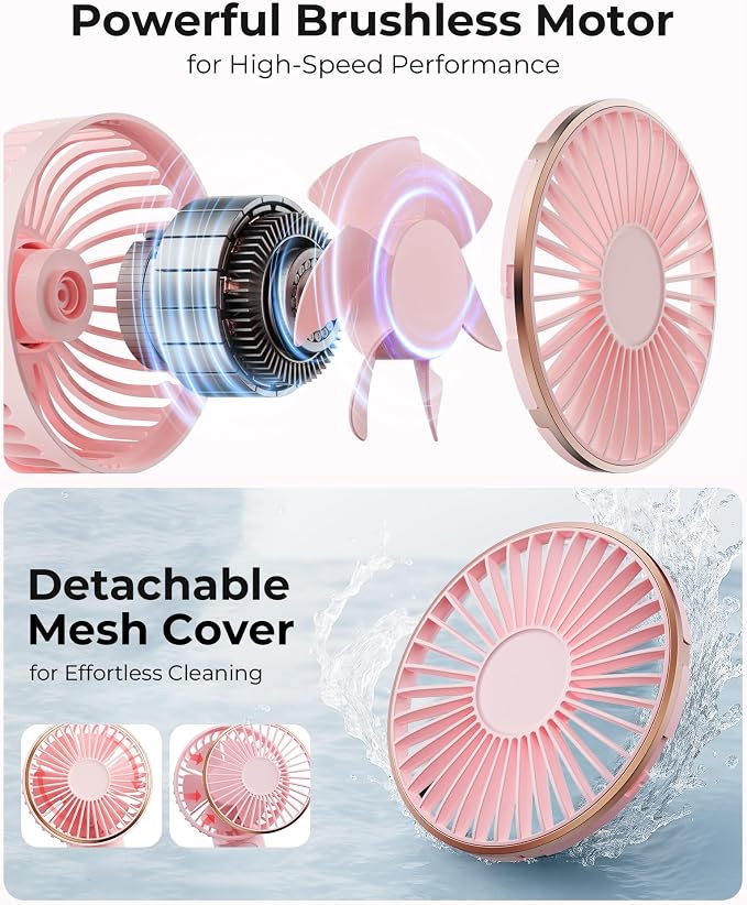 TUNISE Portable Handheld Fan, 180 Adjustable, 6 Speed Wind, USB Rechargeable - Image 3