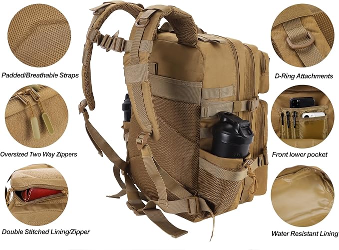 LHI Military Tactical Backpack for Men and Women 45L Army 3 Days Assault Pack - Image 5