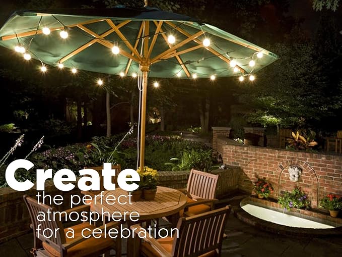 Sunlitec Solar String Lights Waterproof LED Indoor/Outdoor Hanging Umbrella - Image 2