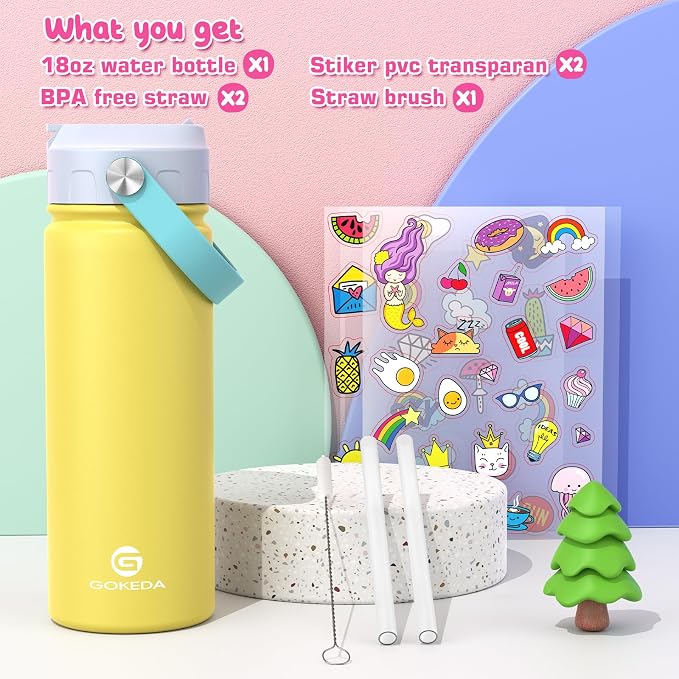 GoKEDA 18oz Kids Water Bottle, Insulated Bottles - Image 2