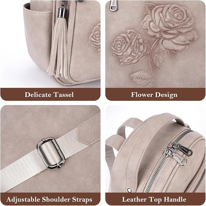 Mini Backpack Purse for Women, Embossed Leather Small Backpack Fashion Travel - Image 6