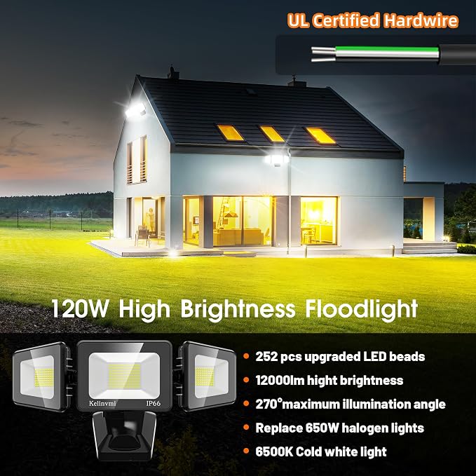 120W LED Flood Lights Outdoor, High Brightness 12000lm LED Security Light - Image 2