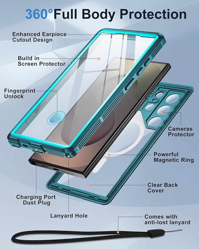 for Samsung Galaxy S25 Ultra Waterproof Case, Magnetic Heavy Duty Military - Image 5