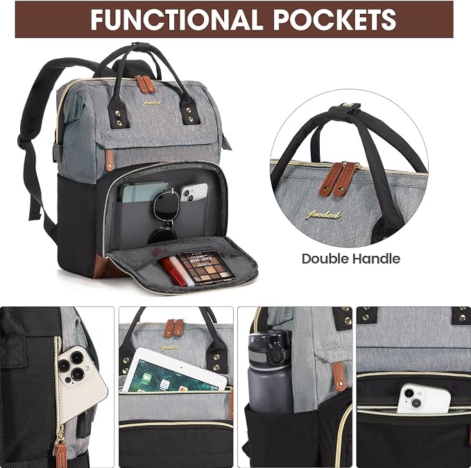 Focdod Laptop Backpack 15.6 Inch Professional Womens Purse Computer Bag Nurse - Image 2