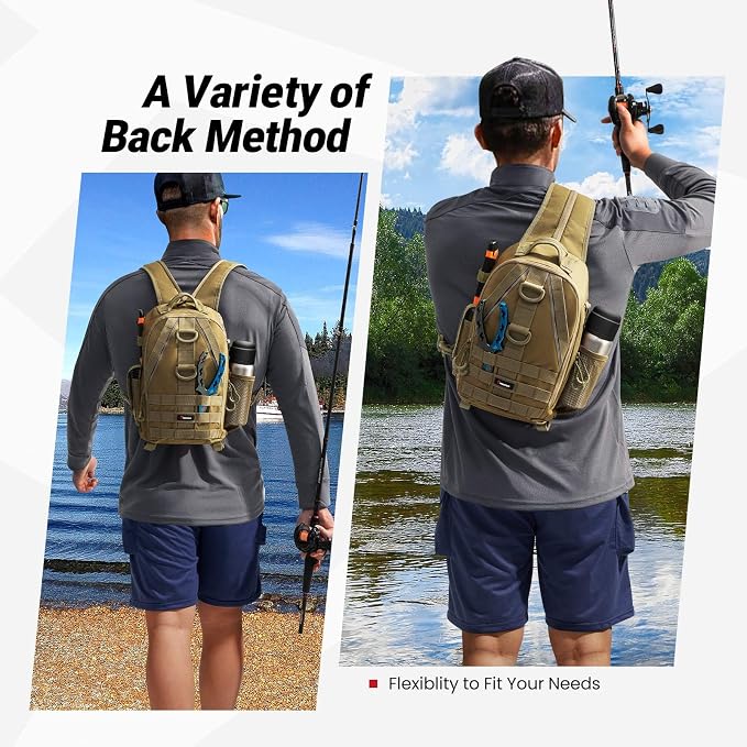 Piscifun Fishing Backpack with Rod Holder, Lightweight Sling Bag Storge Gear - Image 2