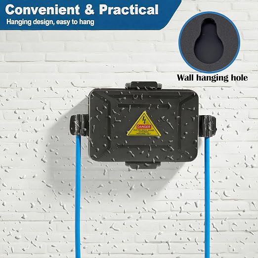 Mini Outdoor Electrical Box, IP54 Waterproof Extension Cord Cover Weatherproof - Image 5