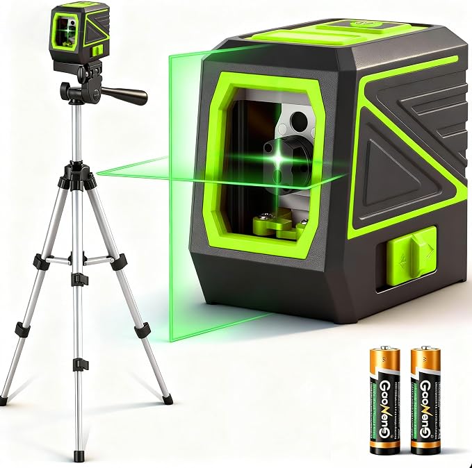 Laser Level with Tripod, 100 feet Green Cross Line Self Rotary Leveling Laser by Followustostayupdated