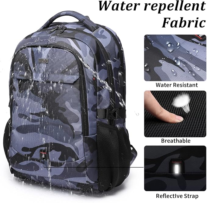 DUSLANG 17 Inch Travel Laptop Backpack Water Resistant Hiking Backpack - Image 5
